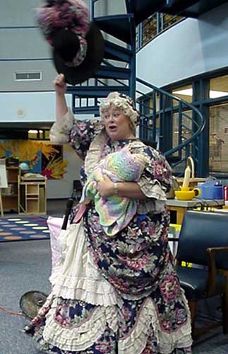 Photograph of Mother Goose dancing.