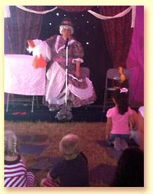 Mother Goose (a.k.a. Maggie Clauder) in the Children's Activity Center tent at the 2010 Texas State Fair in Dallas.