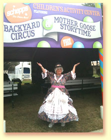 Mother Goose outside the Children's Activity Center tent at the 2010 Texas State Fair.